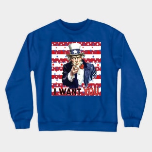Uncle Sam I Want You With Stars and Stripes Background Crewneck Sweatshirt